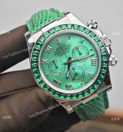 PPM Rolex Cosmo Daytona Superclone 4801 Green Square Diamond with MOP Dial